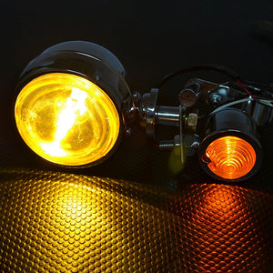 Kit phares additionnels chromés avec clignotants pour Harley - vue 3