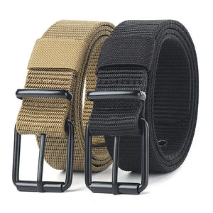 Ceinture en toile grise à boucle ardillon métallique - vue 1