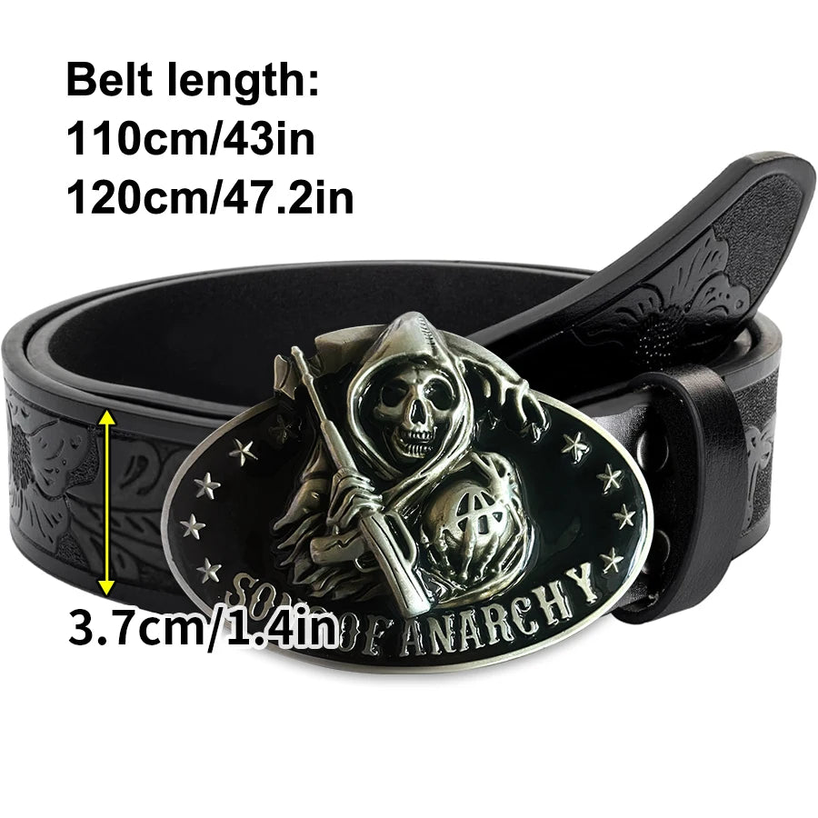Ceinture simili cuir boucle tête de mort et faucille - vue 2