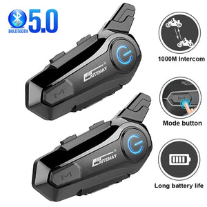 Intercom Bluetooth Moto pour Casque - Kit Duo 1000 m, Mains-Libres Étanche