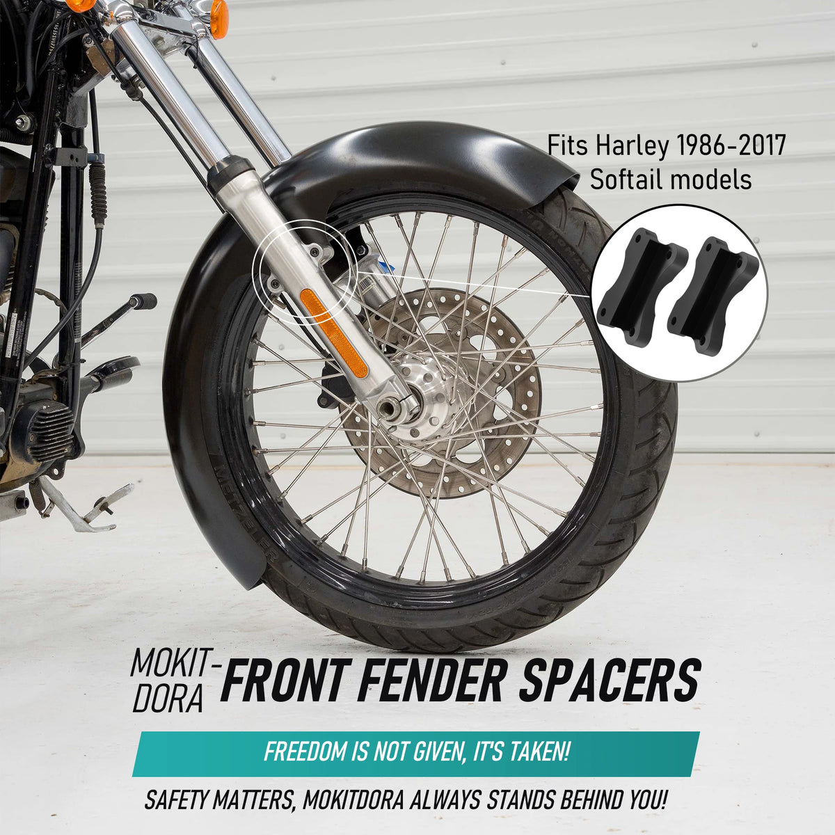 Kit de cales de rehausse du garde-boue avant pour Harley-Davidson Softail 21 pouces, Fat Boy, Deluxe, Heritage, Slim 1986-2017 – photo 2/7