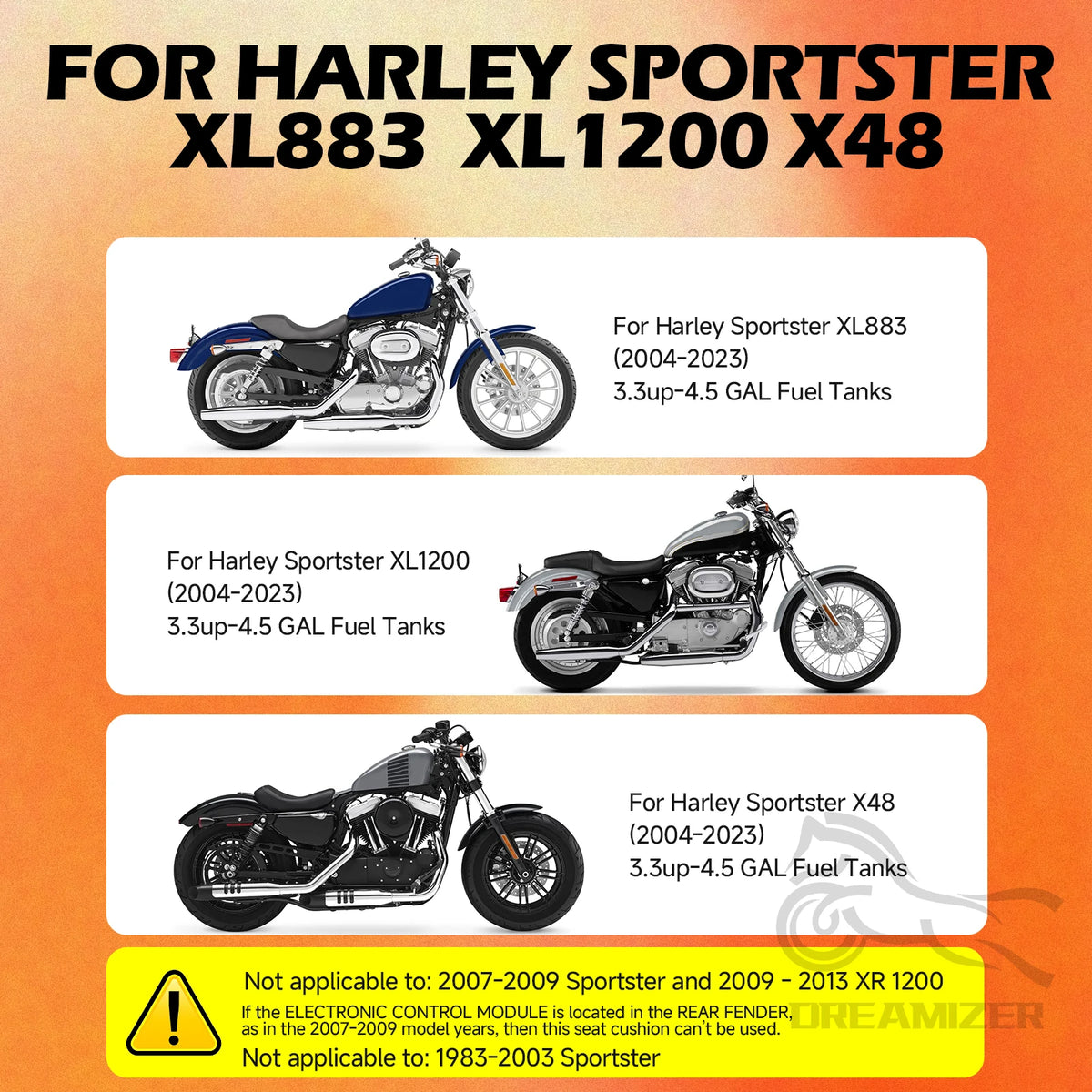 Selle biplace étagée pour Harley-Davidson Sportster XL883, XL1200, 48, 72 (2004-2023)