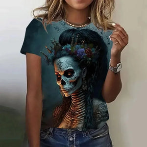 T-shirt Femme Crâne Rose Vintage Oversize - vue 10