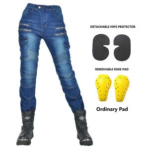 Pantalon moto femme double zip, protections genoux et hanches - vue 7
