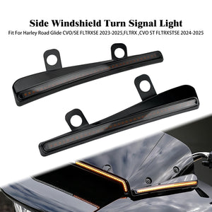 Clignotant LED latéral fixé au pare-brise d'une Harley-Davidson Road Glide - vue 1