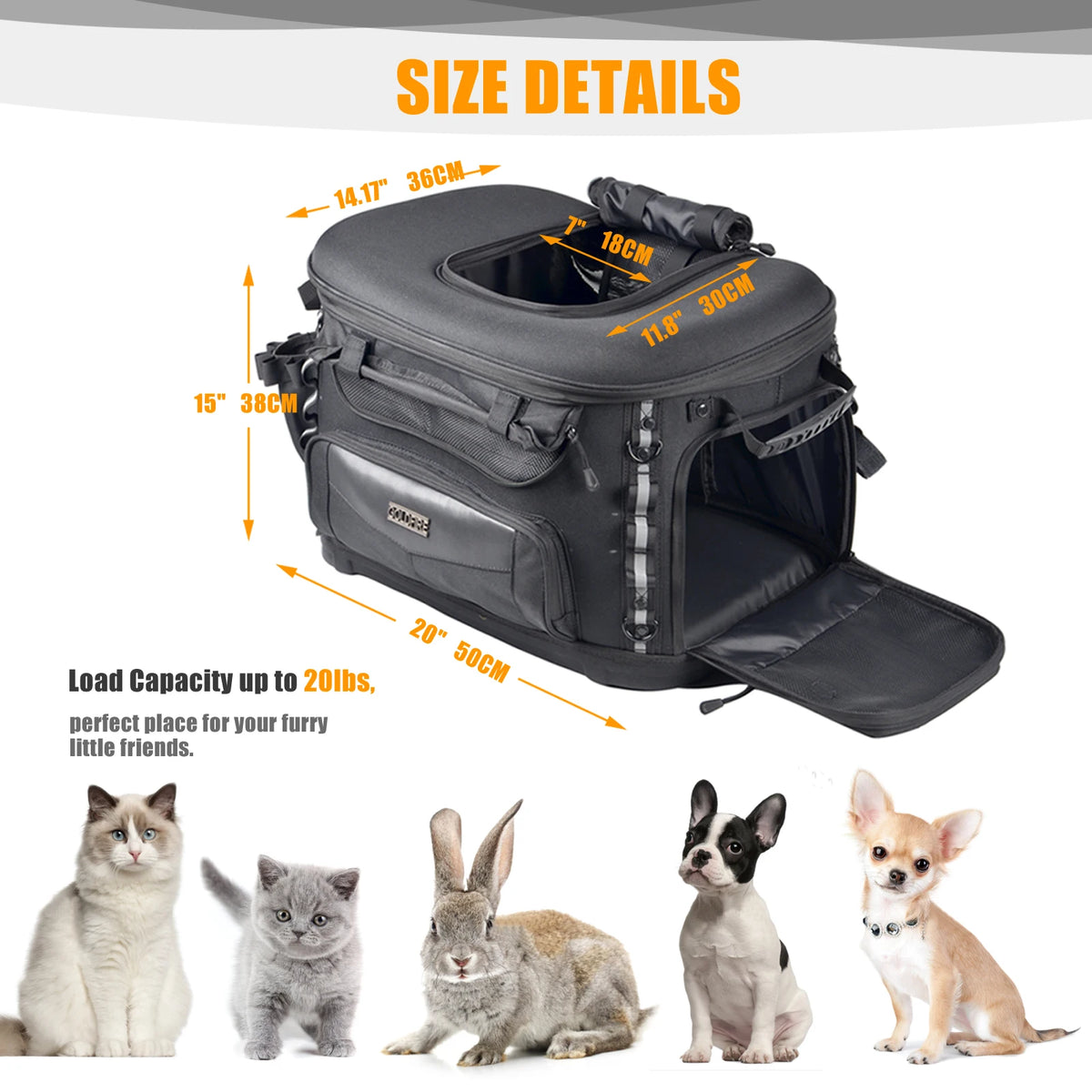 Sac de transport noir pour animal sur moto - vue 2