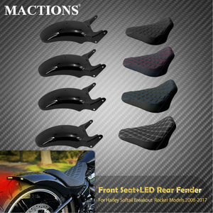 Selle moto noire et garde-boue arrière pour Harley Softail Breakout - vue 1