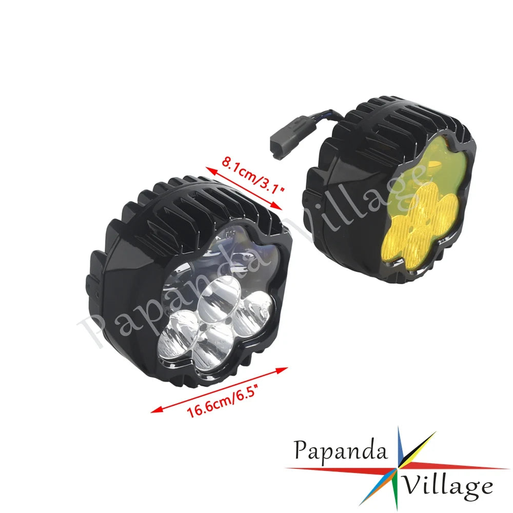 Phare LED avant noir avec feu antibrouillard jaune sur une Harley-Davidson Road Glide - vue 2