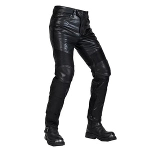Pantalon Moto Cross Homme Cuir PU Protections CE Genoux Hanches - vue 2
