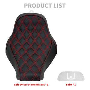 Selle solo pilote profil bas surpiqûres diamant pour Harley-Davidson Softail - vue 6