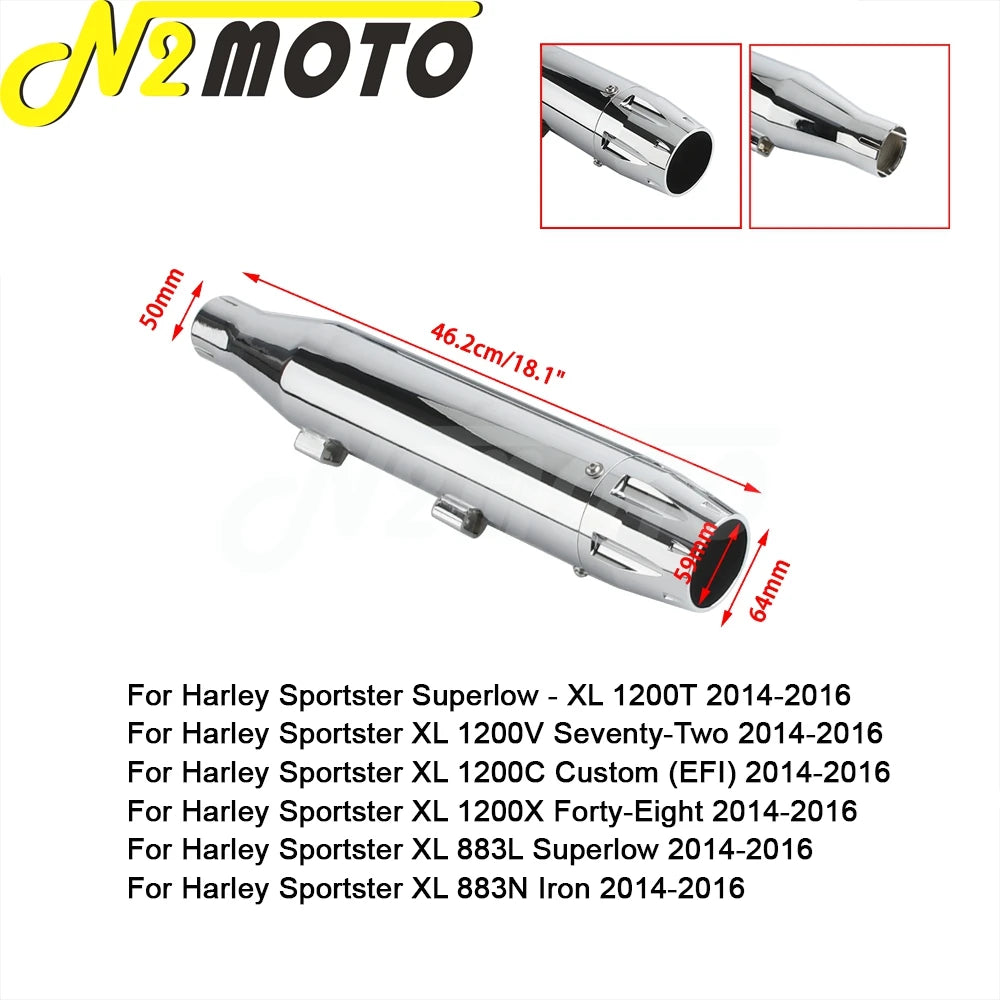 Ligne d'échappement chromée pour Harley Sportster - vue 2