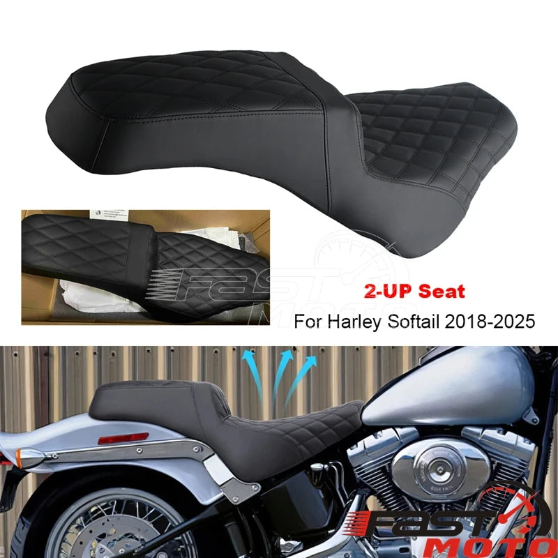 Selle biplace confort en cuir pour Harley-Davidson Softail (Deluxe, Slim, Heritage Classic)