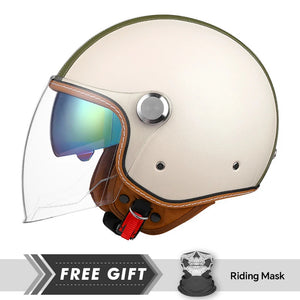 Casque moto jet 3/4 open face en cuir avec double visière - vue 11