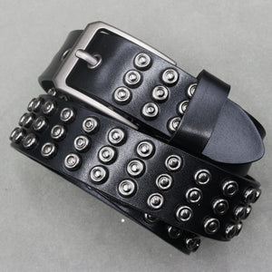 Ceinture en cuir véritable cloutée style rock - vue 10