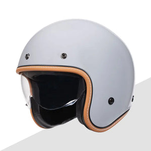 Casque moto jet rétro violet avec visière intégrée - vue 12