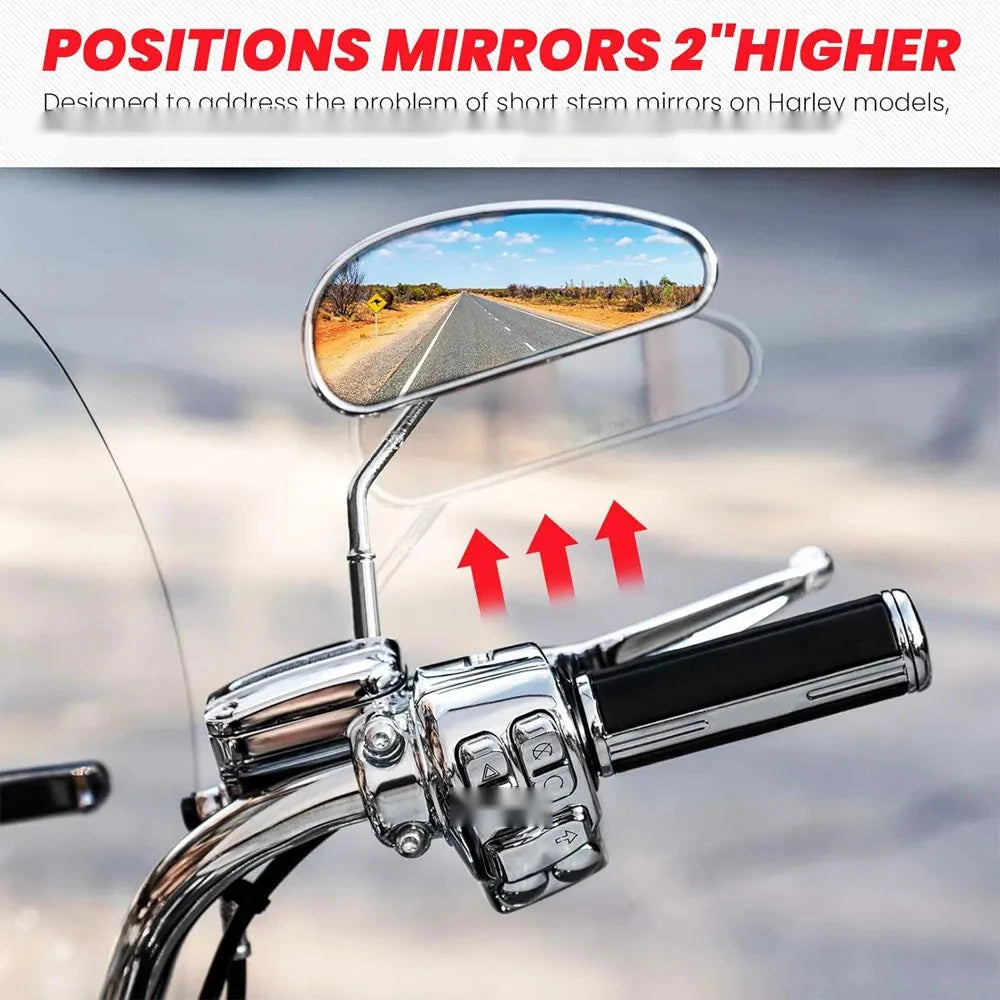 Rehausses de rétroviseur 2" pour Harley-Davidson Touring, Softail, Sportster, Dyna