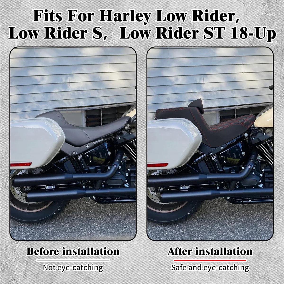 Selle biplace avec dossier passager MACTIONS pour Harley-Davidson Softail Low Rider (2018 et plus)