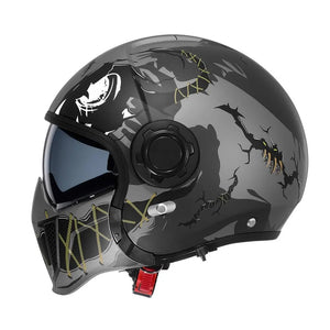 Casque moto modulable rétro double écran, vue de trois quarts - vue 3
