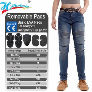 Jean moto femme bleu avec protections genoux et hanches - vue 12