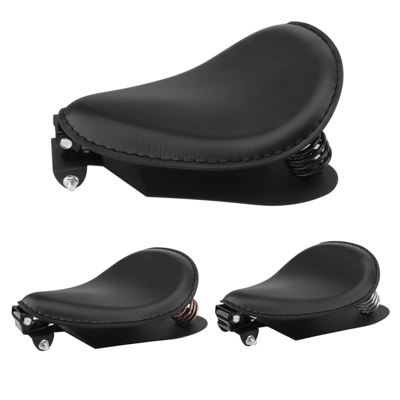 Selle solo universelle en similicuir avec base à ressorts pour moto custom