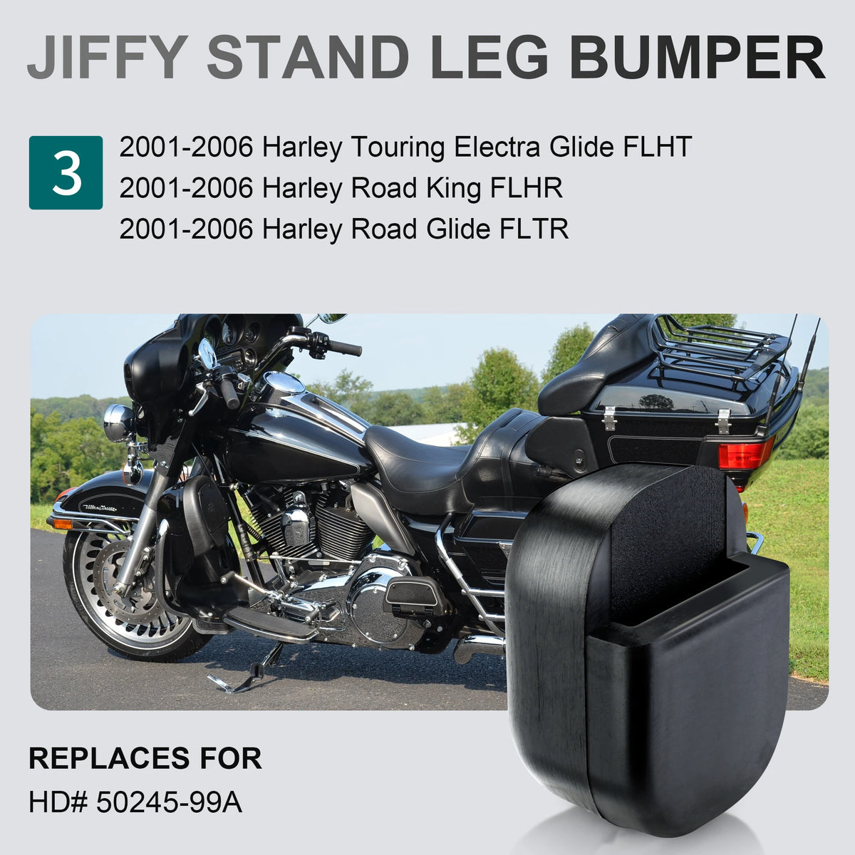 Tampon caoutchouc de béquille latérale (jiffy stand) pour Harley-Davidson Touring 2001-2006 – photo 2/7