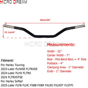Guidon style motocross inox 1 pouce pour Harley Road Glide, Street Glide et Softail - vue 4