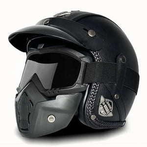 Casque Moto Vintage Ouvert en Cuir PU - Style Café Racer - vue 11
