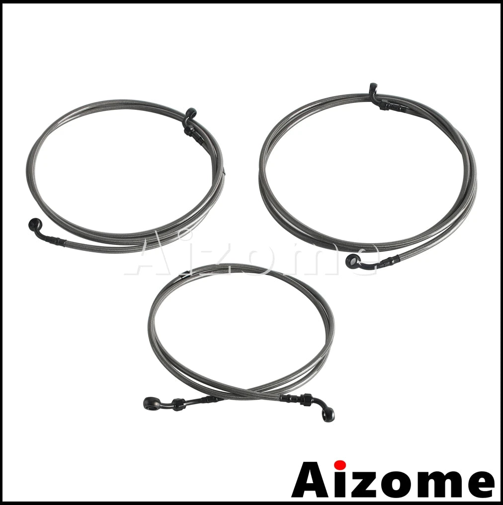 Durite de frein avant supérieure rallongée 58"/62" tressée pour Harley-Davidson Touring Road Glide 2015-2023