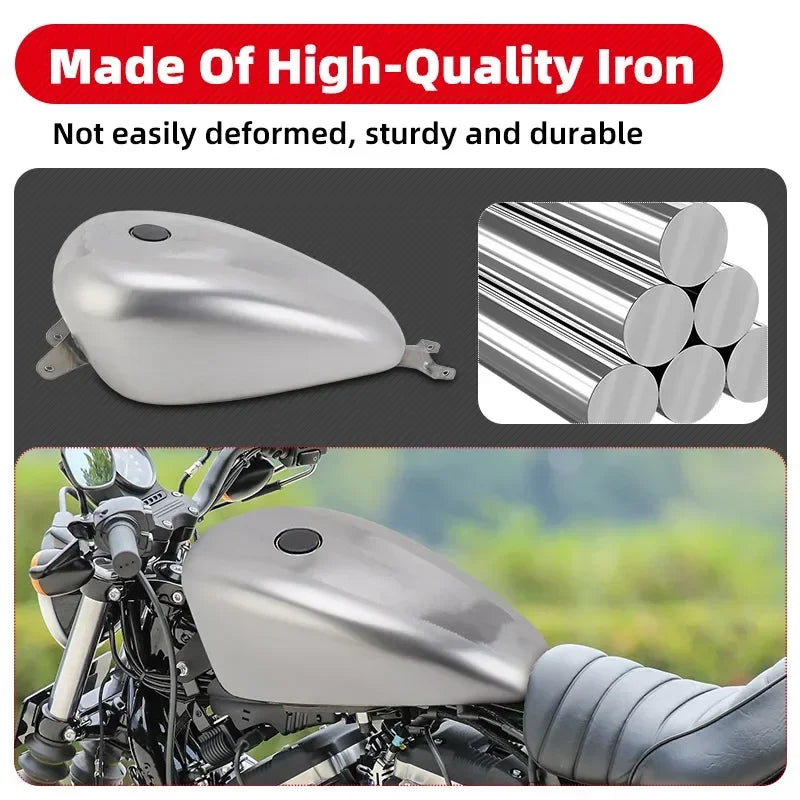 Réservoir d'essence chromé grande capacité pour moto Harley-Davidson Sportster - vue 2