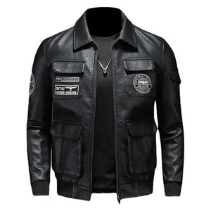 Blouson moto homme simili cuir vintage noir - vue - vue 3