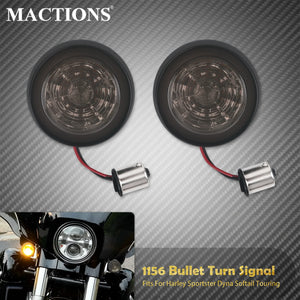Clignotants LED style bullet 1156, ambre - Harley Touring, Dyna, Sportster XL 883, Softail – photo 1/7