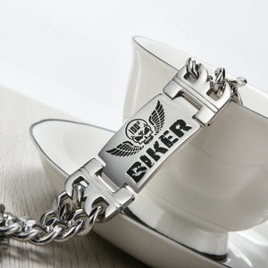 Bracelet chaîne acier inoxydable style biker - vue produit - vue 2