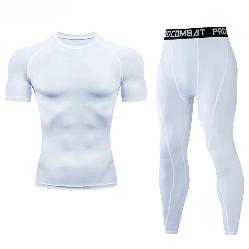 Ensemble de compression homme 2 pièces - T-shirt et legging sport - vue 2