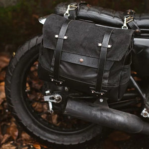 Sacoche moto vintage kaki en toile cirée - vue 5