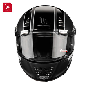 Casque moto intégral rétro noir - vue de face - vue 4