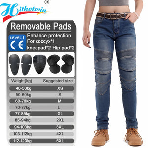 Jean moto femme bleu avec protections genoux et hanches - vue 7