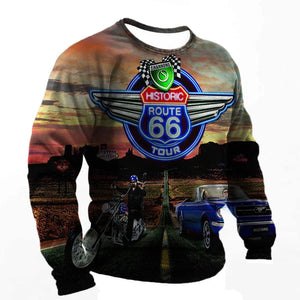 T-shirt Manches Longues Homme Imprimé Route 66 Biker - vue 8