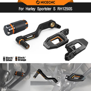 Repose-pieds Réglables, Levier de Sélecteur et Levier de Frein CNC pour Harley Sportster S RH1250S 2021-2024 – photo 1/18