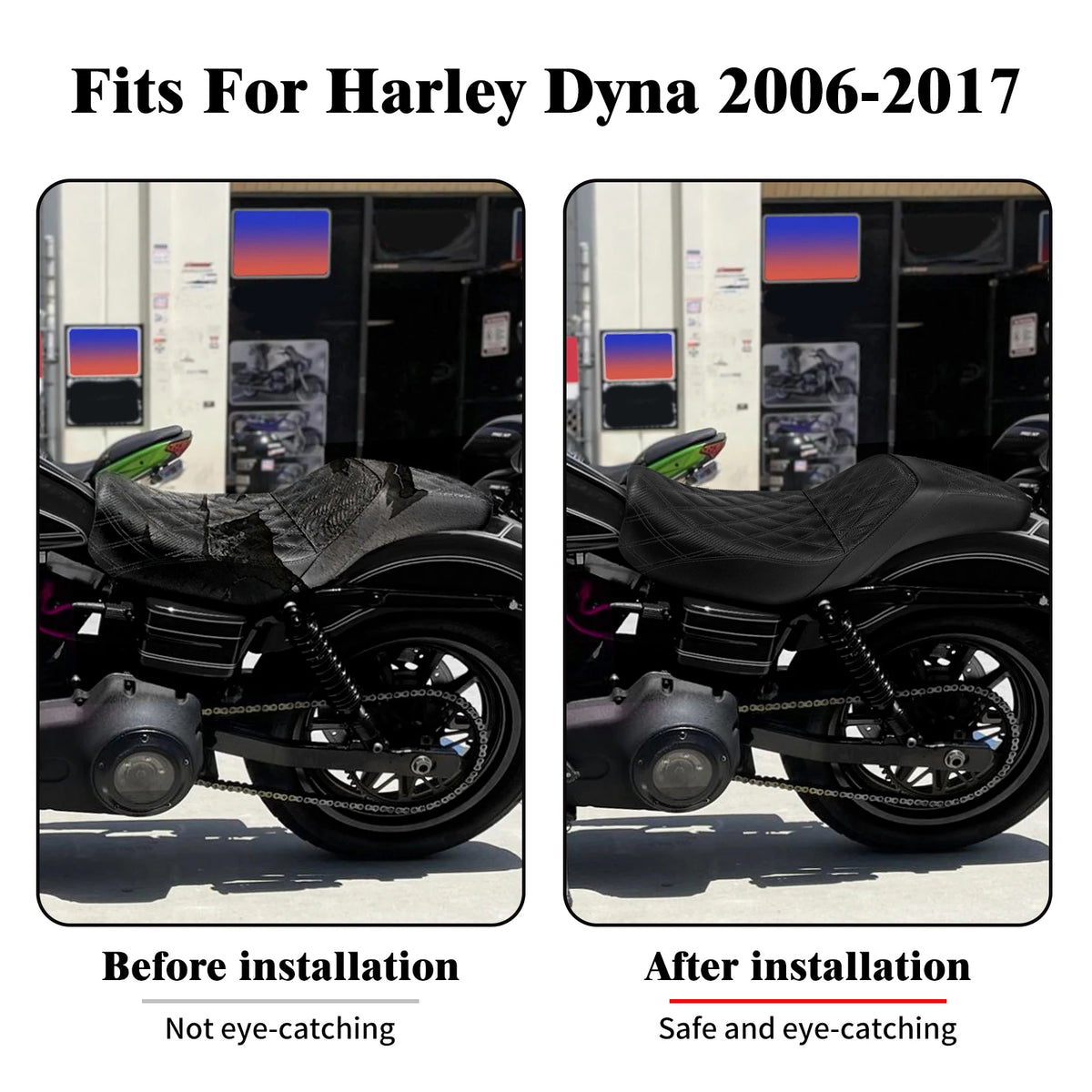 Selle biplace noire pour Harley-Davidson Dyna - vue 2