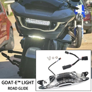 Feux de Carénage LED GOAT-E Chrome ou Noir, Ambre/Blanc pour Harley Road Glide – photo 1/8