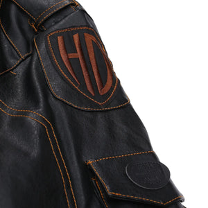 Blouson moto homme en cuir noir coupe slim - vue de face - vue 5