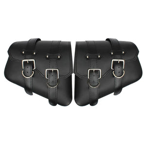 Paire de sacoches latérales en cuir noir pour bras oscillant triangulé - vue 7