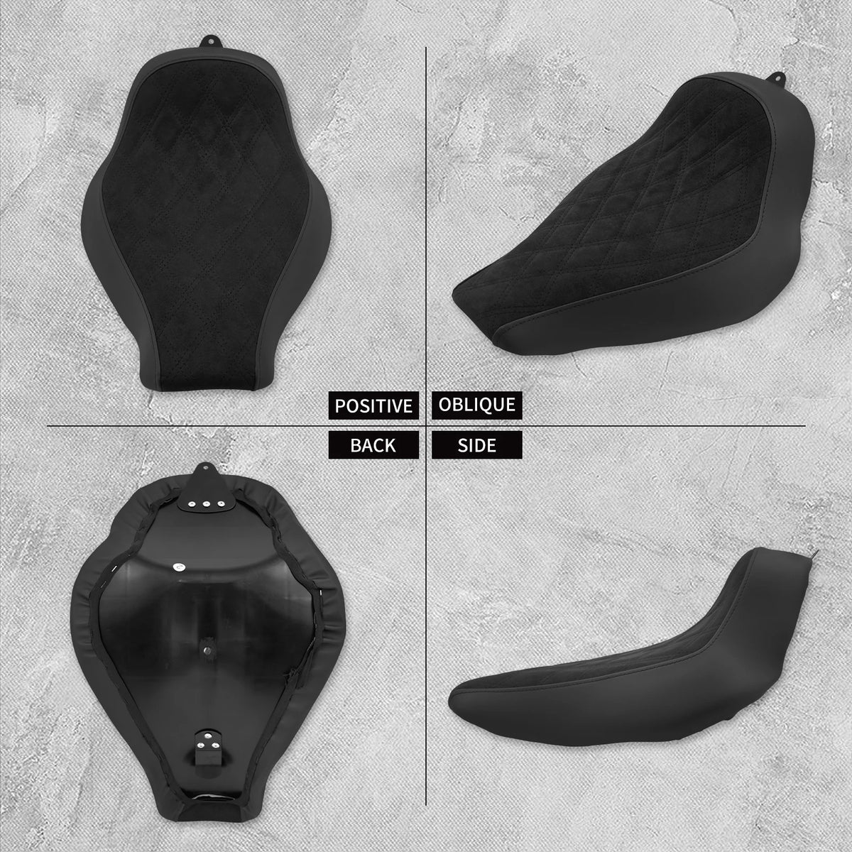 Selle solo pilote basse au piquage diamant MACTIONS pour Harley-Davidson Softail (2018-2025)