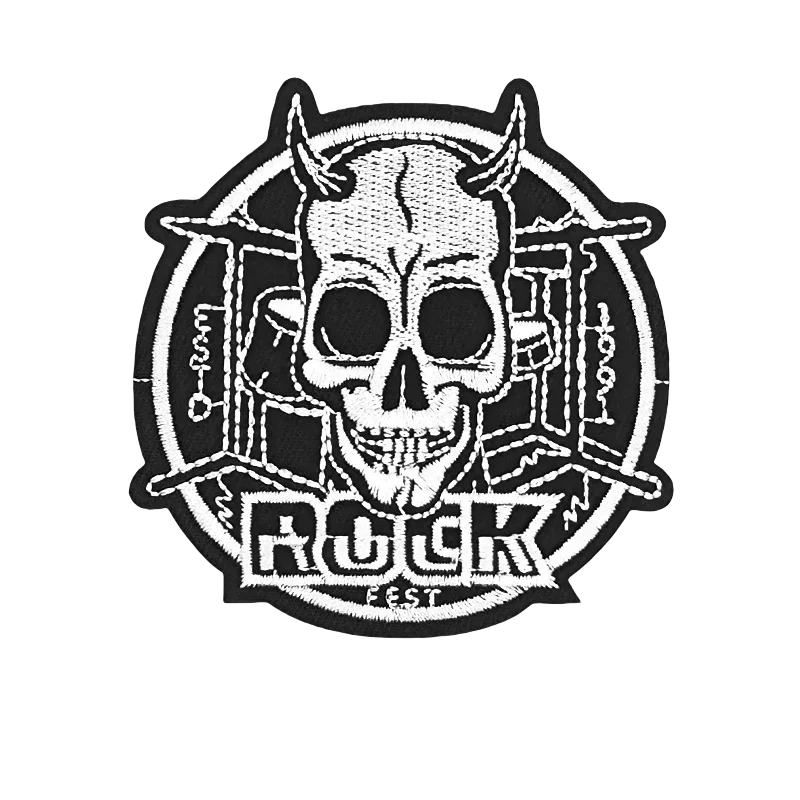 Écusson brodé tête de mort rock punk thermocollant lavable - vue 2