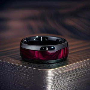 Bague en acier inoxydable tête de mort et rose - vue 8
