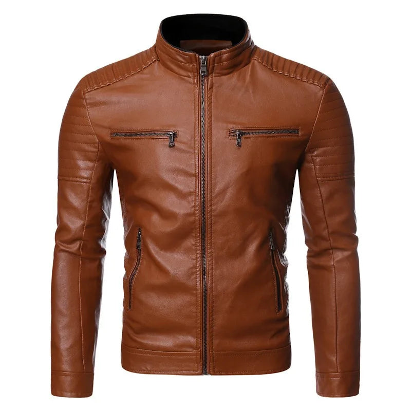 Blouson en simili cuir col montant - vue - vue 2