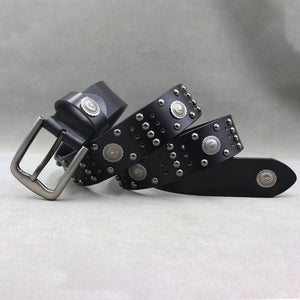 Ceinture en cuir véritable cloutée style rock - vue 19