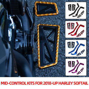 Kit Commandes Centrales (Mid Control) Repose-Pieds + Levier de Frein CNC - Harley-Davidson Softail Low Rider S/ST 2018 et plus récent – photo 1/36