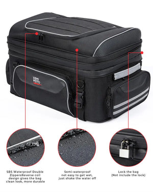 Sac de coffre arrière noir sur porte-bagages de Harley Touring - vue 3
