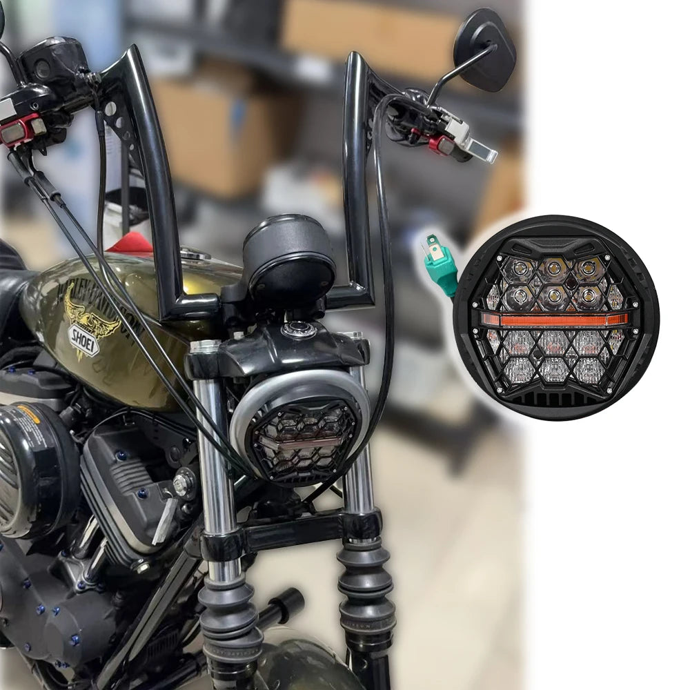 Phare LED performance 5,75 pouces DRL E24 120W pour Harley Sportster, Dyna, Softail - vue 2